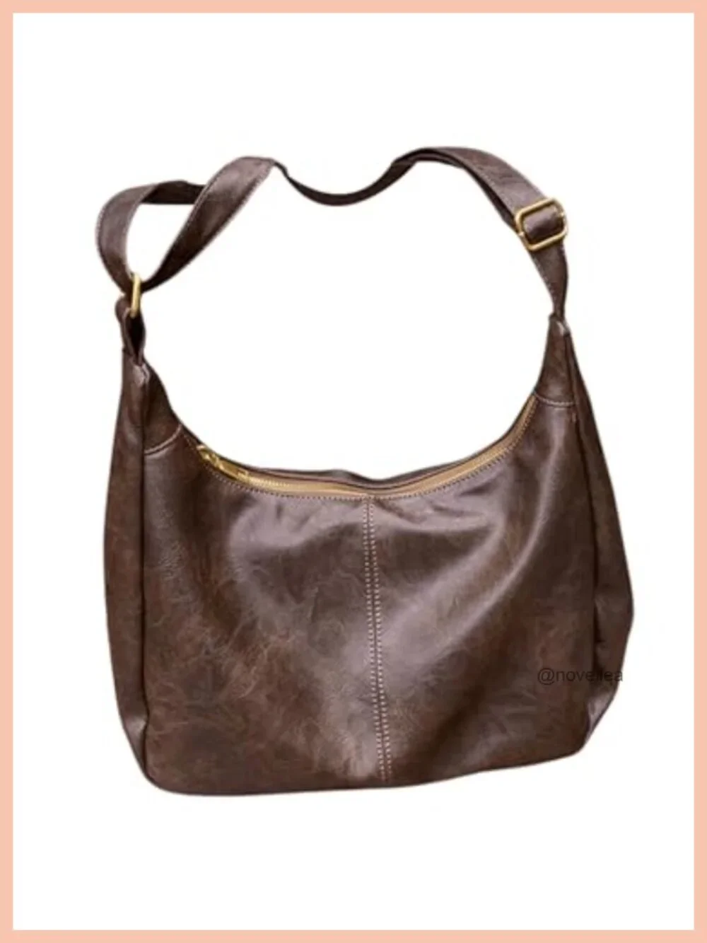 Women's PU Leather Slouchy Crossbody Hobo Bag with Zipper